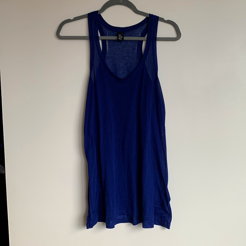 H&M Royal Blue Long Tunic Tank Top See Thru Beach